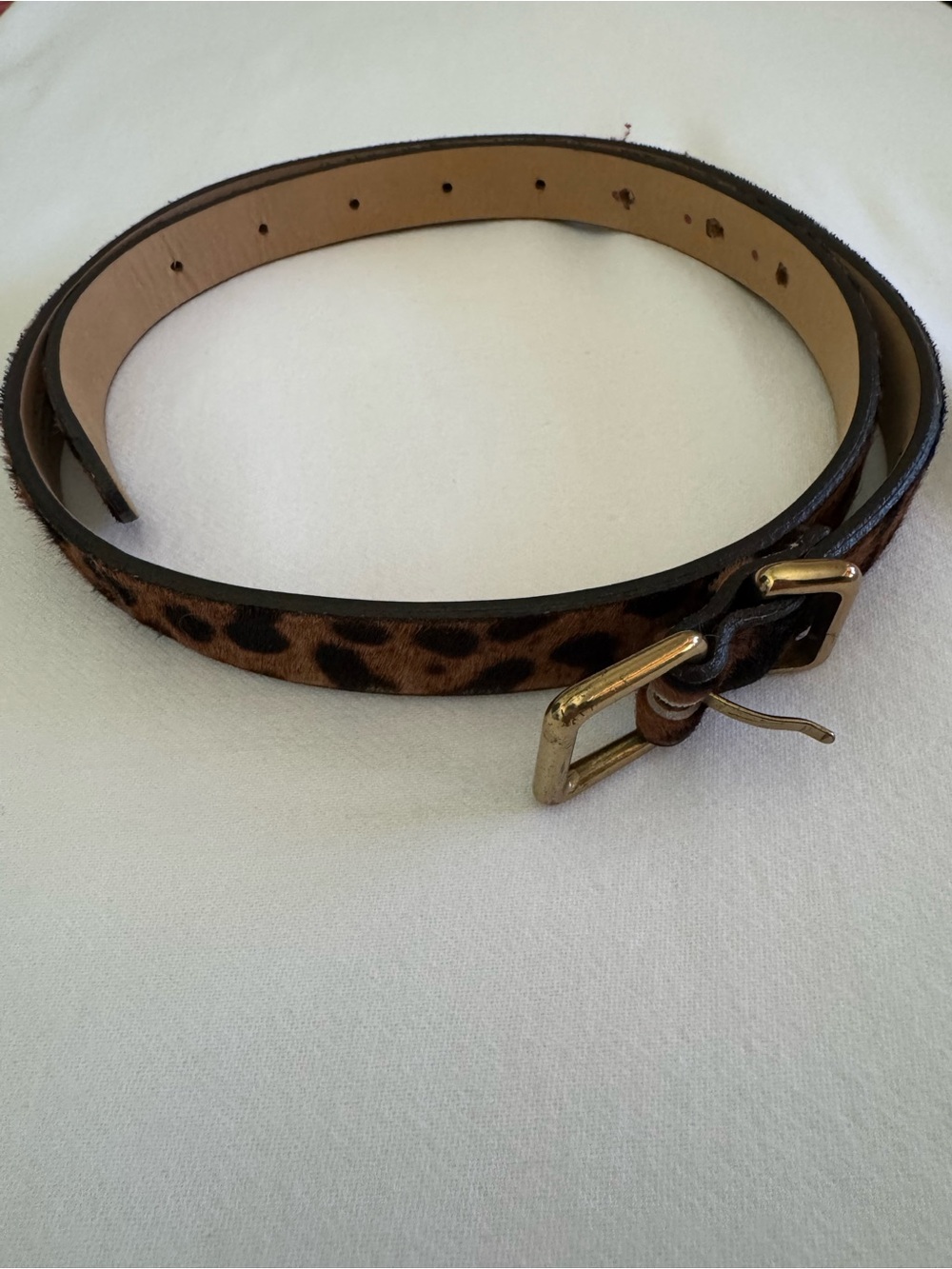 J. Crew skinny belt 37" long.  Genuine Italian leather, animal print.  EUC.